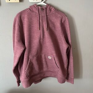 Carharrt 1/4 zip hoodie- relaxed fit in a pink/berry color- like new!
